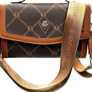 Valentino Brown and Tan Messenger Bag